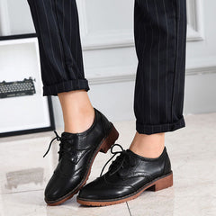 Genuine Leather Round Toe Casual Slip-On Women's Shoes