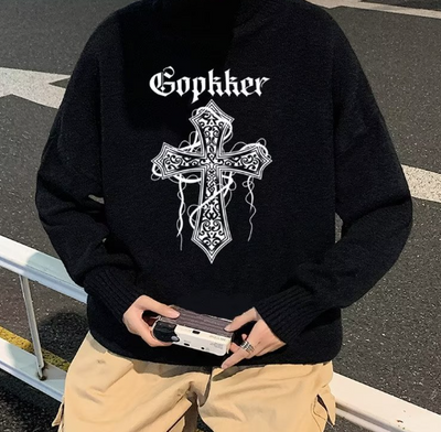 2020 Hip Hop Korean Style Thick Black Sweater