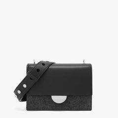 Women's Wide Strap Small Square Bag with Half-Circle Buckle