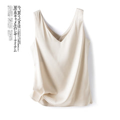 Versatile Women's Solid Silk Satin Tank Top