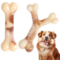 2 Pack Dog Chew Bones for Aggressive Chewers Tough Nylon Long-Lasting Dog Toys for Large and Medium Dogs Puppy Teething Teeth Cleaning Interactive Durable Chew Toys for Boredom and Anxiety Relief