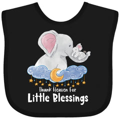 inktastic Thank Heaven for Little Blessings Cute Elephant Family Baby Bib Black 3b189