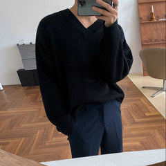 Korean Trend V-neck Sweater for Casual Wear