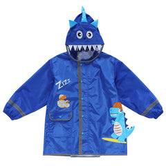 Reflective Dinosaur Raincoat for Kids with Backpack Slot
