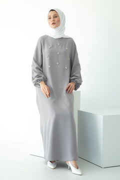 Hand-Sewn Diamond Insert Dress for Ramadan (BA717)