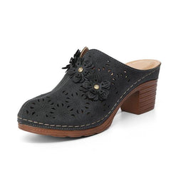 Women's PU Leather Round Head Slip-On Clogs Shoes
