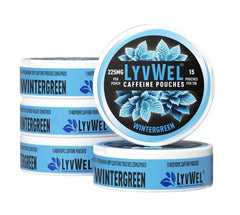 LyvWel 225mg Caffeine Energy Pouches | Nootropic Focus & Neuro Support | Tobacco-Free Nicotine-Free Quick Energy Solution | 5-Pack: 60 Pouches (5 Pack Wintergreen)