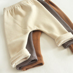 Thick Warm Velvet High Waist Pants for Baby Girls