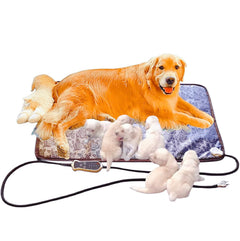 Dog Heating Pad Heated Dog BedLarge Heated Cat BedElectric Warming Pad for Dog HouseHeating Pad for Small Medium Animal Puppy34"x21" (with Timer Flower Print)