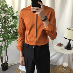 Men's Long Sleeve Casual Shirt - Slim Fit Solid Color