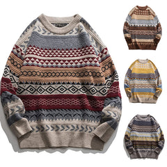 Unisex Oversized Striped Cashmere Sweater (Retro Style)