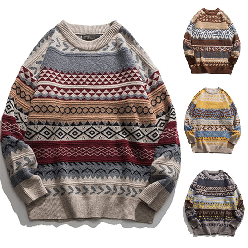 Unisex Oversized Striped Cashmere Sweater (Retro Style)