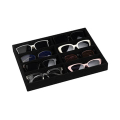 Frebeauty Sunglass OrganizerVelvet Glasses Organizer8-Slot Sunglasses Tray for DrawerMens/Womens Sunglasses BoxSunglass Holder13.3 x 9.6 x 1.5 InchesEyeglass/Eyewear Display Tray(Ink Black)