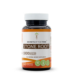 Secrets of the Tribe Stone Root 60 Capsules 1000 mg Responsibly farmed Stone Root (Collinsonia Canadensis) Dried Root (60 Capsules)