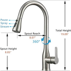 Brushed Nickel High Arc Kitchen Faucet