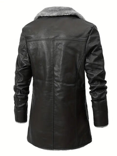 Plus Size Men's Faux Leather Business Coat for Winter