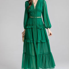 Women's Slim Fit Hollow Waisted Long Dress