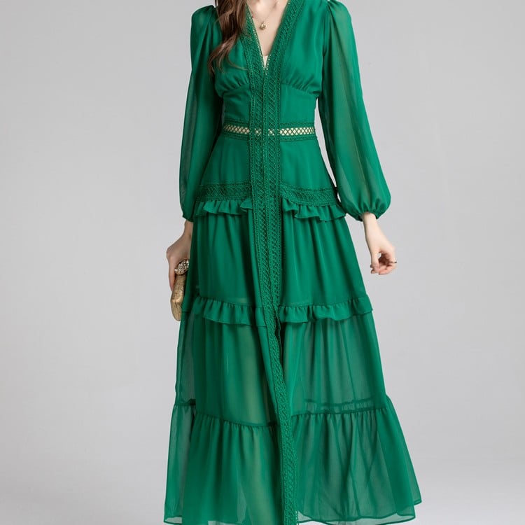 Women's Slim Fit Hollow Waisted Long Dress