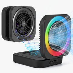 Delxo Bluetooth Speaker with LED Desk Night Light for Indoor Office Home Portable Wireless Speaker with Fan Rechargeable Outdoor FM Radio Speaker Camping Hiking Weekend Black