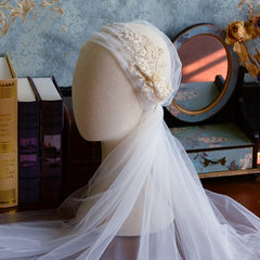 Cute Bride Handcrafted Embroidered Sequin Veil Hat