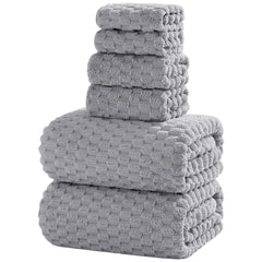 NALIVO Oversized Bath Towels 40x80 Inches Extra Large Bath Sheets for Adults Quick Dry Highly Absobent Microfiber Shower Towels- Includes 2 Bath Towels2 Hand Towels2 Washcloths(Gary6PCS)