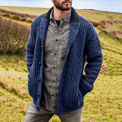 Men's Solid Color Long Sleeve Knit Cardigan Sweater