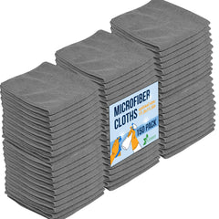 GREEN LIFESTYLE Microfiber Cleaning Cloth 150 Pack Borderless Microfiber Towels Cleaning Rags for Cleaning Car Microfiber Towel Drying Towels for Сars Car Wash Towels (11.5" x 11.5" Grey)