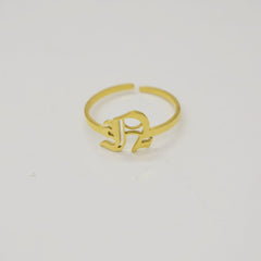 Vintage English Alphabet Ring in 18K Vacuum Plating