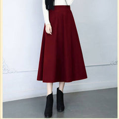 Women's Mid-Length Woolen Swing Skirt for Fall/Winter