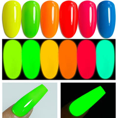Double Rhythm Gel Nail Polish Set of 6 Colors Baby Light Pastel Milky Nail Polish Starter Kit Art DIY Salon Home (Neon Yellow Green Orange Blue Purple PinkKit 34)