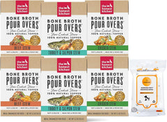 Aurora Pet Variety Pack (6) Bone Broth Pour Overs Wet Dog Food Topper (2) Beef Stew (2) Turkey & Salmon Stew (2) Chicken Stew (5.5 oz Each) with AuroraPet Wipes