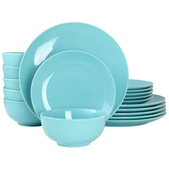 Elama Luna Porcelain Dinnerware Set (Blue) Service for 6 18 Piece
