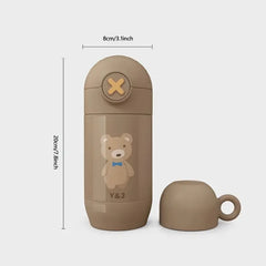 Cute Plush Bear Thermal Cup with Dual-purpose Straw 450ml