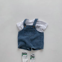 Toddler Girls Summer Clothing Set: Tee & Denim Overall