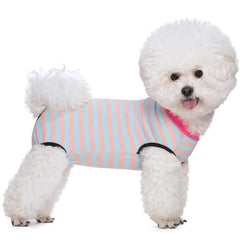 Paipeper Dog Recovery Suit After SurgerySpay Neuter Clothes for Female DogsSmall Medium Dog ShirtE-Collar Cone AlternativePrevent Licking Wound Dog OnesiePet Surgical Suit(Pink Blue Stripe-XXL)