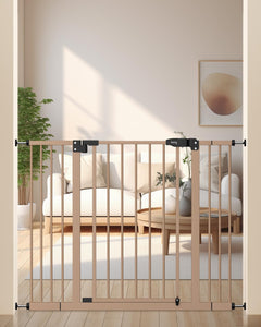 keny 29"-42.5" Baby Gate for Stairs Auto Close Safety Dog Gate Pressure Mounted Easy Walk Through Pet Gate for Doorways Durable Safety Stair Gate 30" Tall Brown