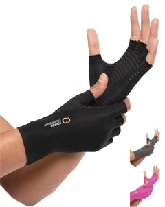 Copper Compression Arthritis Gloves | Fingerless Arthritis Carpal Tunnel Pain Relief Gloves For Men & Women | Hand Support Wrist Brace For Rheumatoid Tendonitis Swelling Crocheting Typing (M)