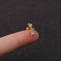 Stainless Steel Star Zirconia Screw Earrings (Pierced)