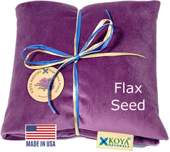 KOYA Naturals Soft Velvet Flax Seed Pillow - Microwave Heating Pad – Microwavable Moist Heat Pack – for Neck Muscle Joint Stomach Pain Menstrual Cramps – Warm Wrap (Purple)
