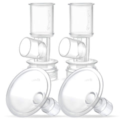 Maymom MyFit Flange Set Two-Piece Breast Shield (15mm Small) Base Connector Compatible with Selected Ameda Breast Pumps (Shield 15mm + Connector)