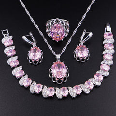 Floral Basket Earrings and Bridal Zircon Jewelry Set