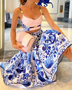 V's Mediterranean Blue and White Porcelain Tube Top Set