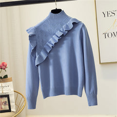 Women's 2020 Autumn Winter Sweet Ruffled Knit Sweater