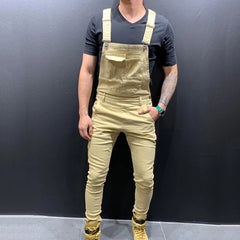 Men's Denim Overalls and Casual Biker Pants Trousers