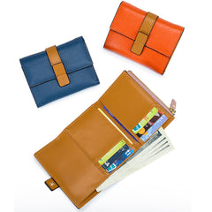 Luxury Women's Leather Tri-Fold Compact Purse
