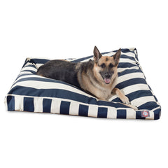 Majestic Pet Stripes Rectangle Large Dog Bed Washable – Non Slip Comfy Pet Bed – Dog Crate Bed with Removable Washable Cover – Dog Kennel Bed for Sleeping Polyester Fiber X-Large Navy Blue