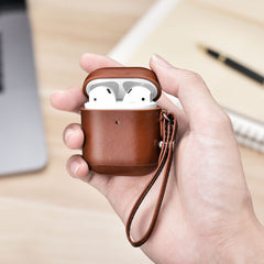 ICARER Leather AirPods Case for Apple Bluetooth Earbuds