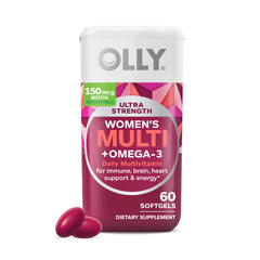 Olly Ultra Womens Multi Softgels Overall Health and Immune Support Omega-3s Pink 60 Count