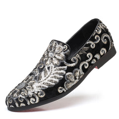 Men's Fashion Slip-On Loafers with Sequins Design
