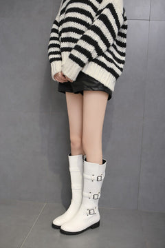 Belt Buckle Knee High Boots for Women (Sizes 40-48)
